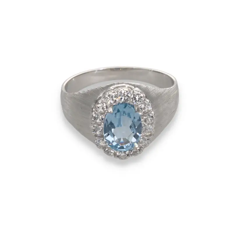 Anello Gambo largo con fiore di zirconi