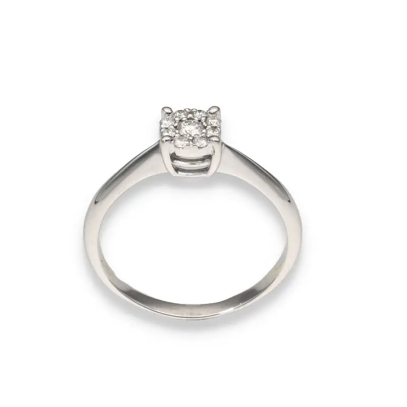 "Anello margherita in oro bianco e diamanti" miniatura 2