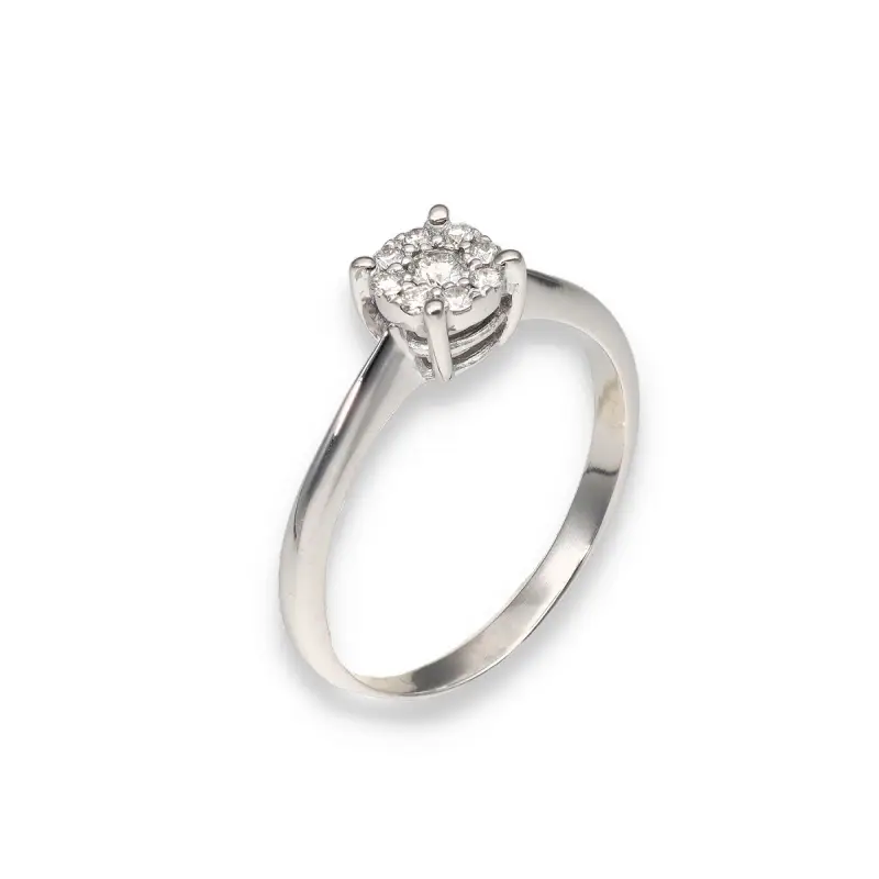 "Anello margherita in oro bianco e diamanti" miniatura 3