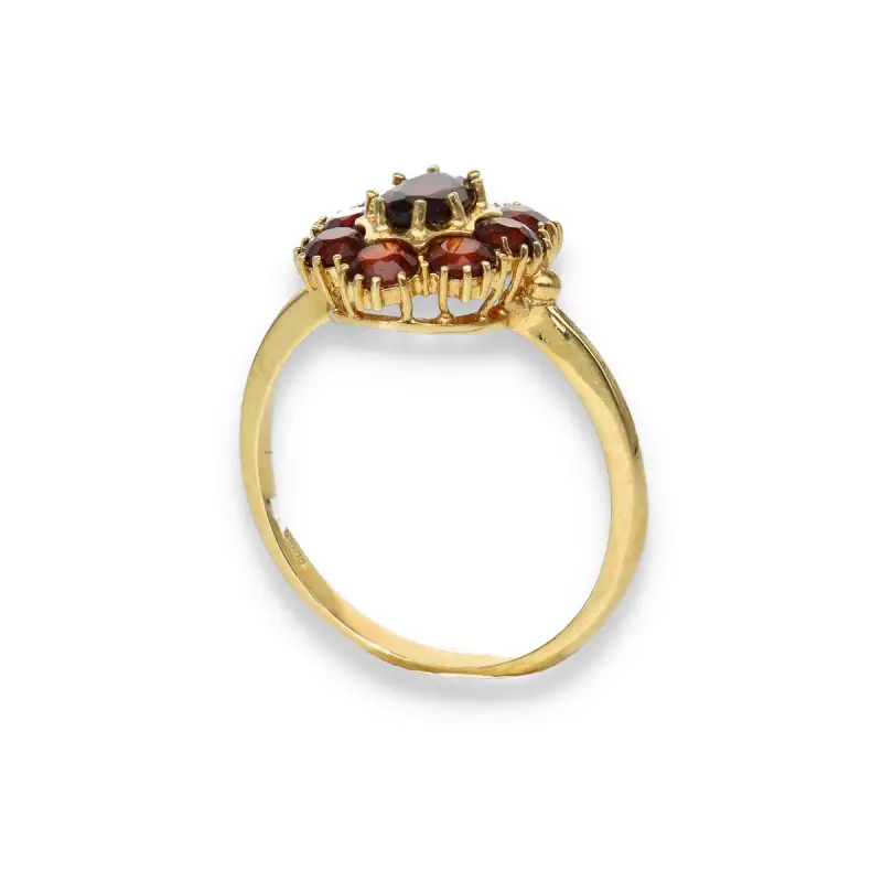 Anello oro giallo con fiore di granto miniatura 3