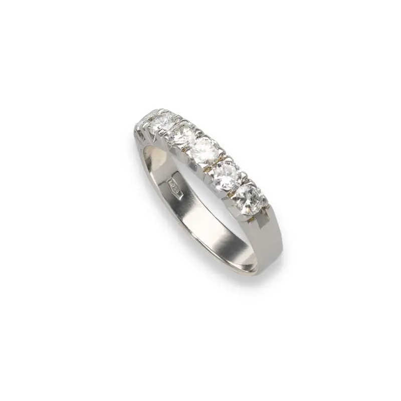 Anello riviera a 6 diamanti e oro bianco miniatura 2