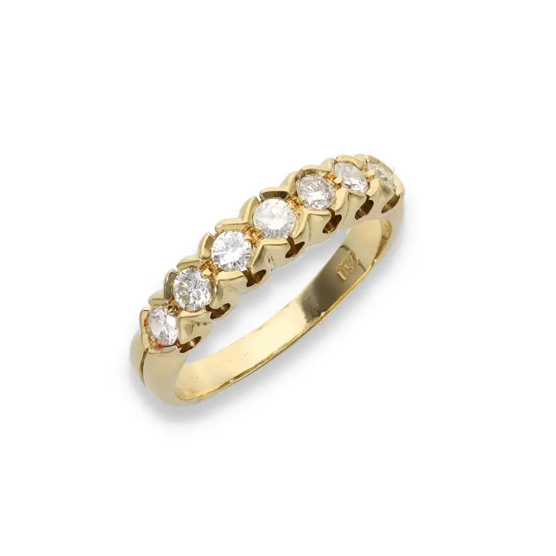 Anello Riviera in oro giallo con 7 diamanti miniatura 2