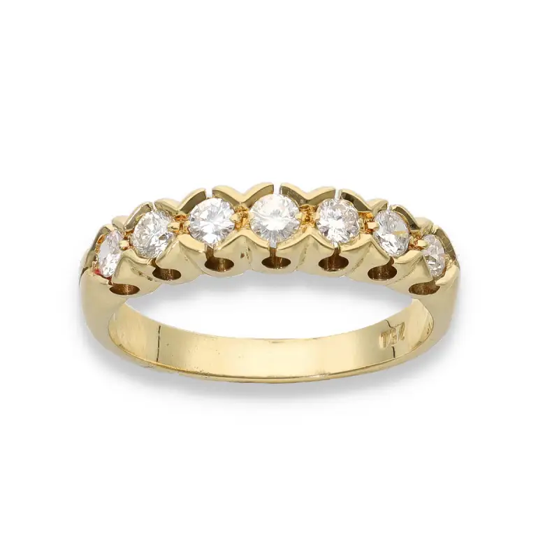 Anello Riviera in oro giallo con 7 diamanti