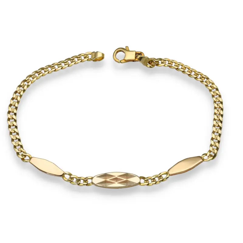 Bracciale da uomo a catena con tre ovali centrali