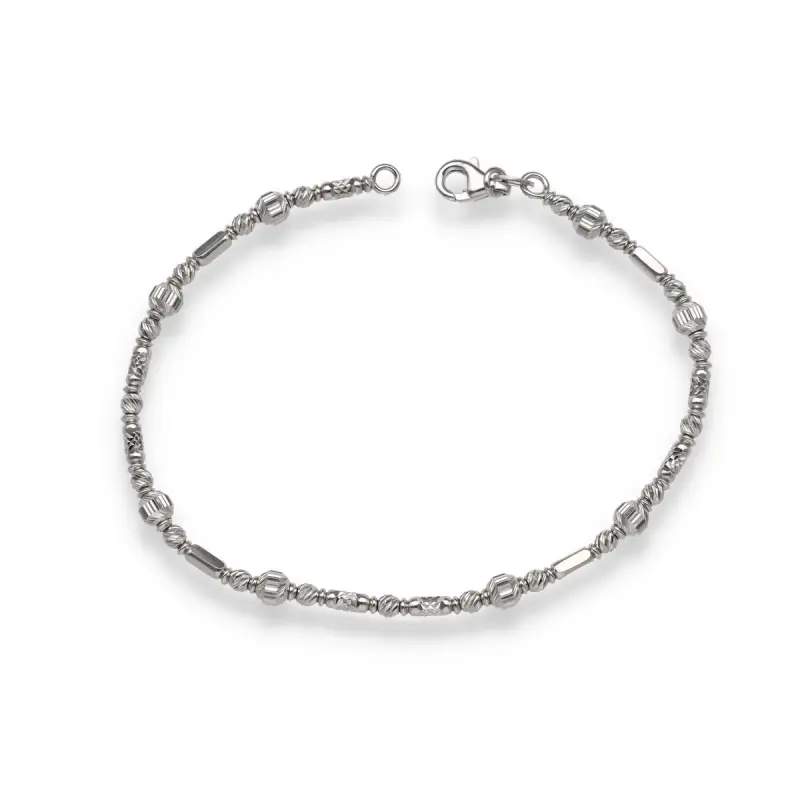 Bracciale donna oro bianco a sfere e cilindri