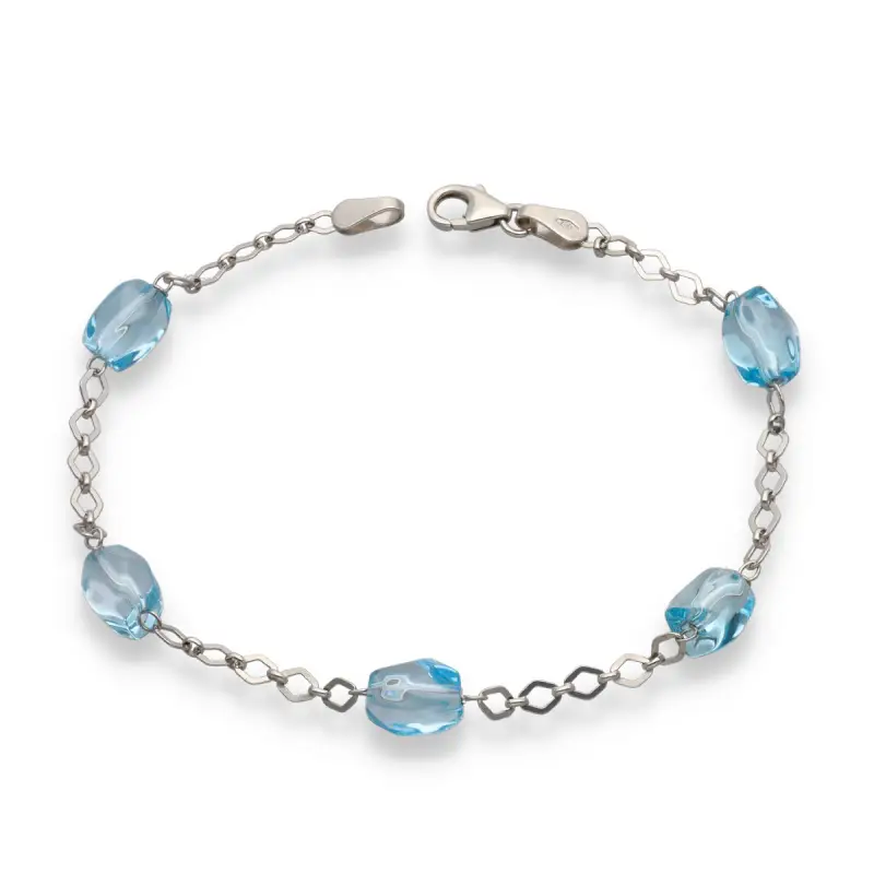 Bracciale in oro bianco 18kt con pietre celesti