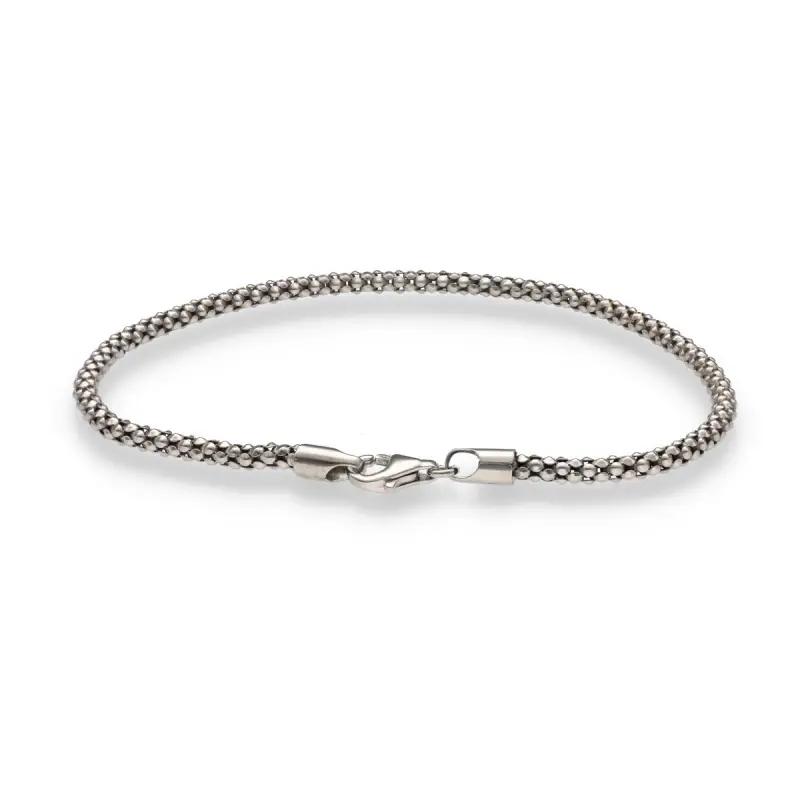 Bracciale maglia tubolare morbida oro bianco