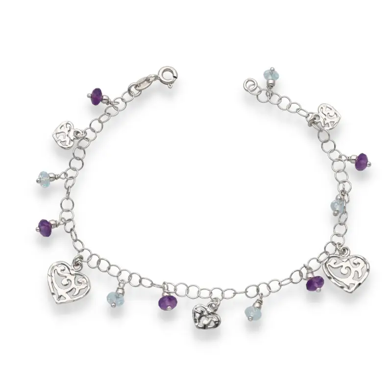 Bracciale oro bianco con pendenti