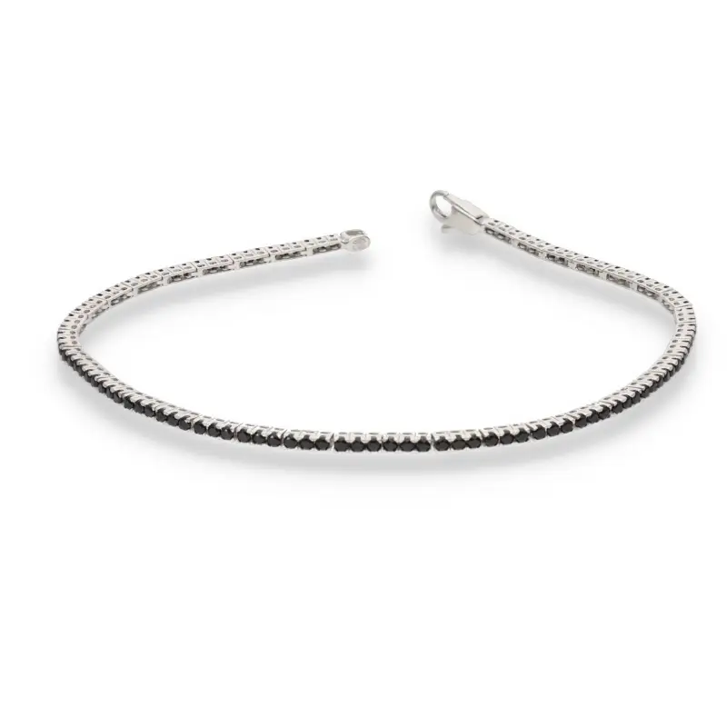 Bracciale tennis oro bianco e zirconi neri
