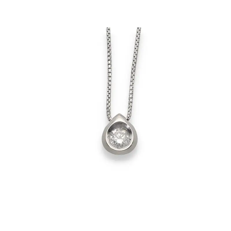 Catena oro bianco con punto luce a goccia