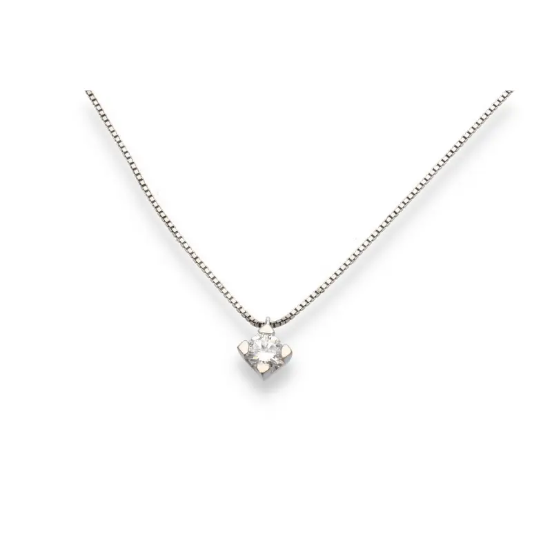 Catena veneziana in oro bianco 18kt con diamante 0,30 ct