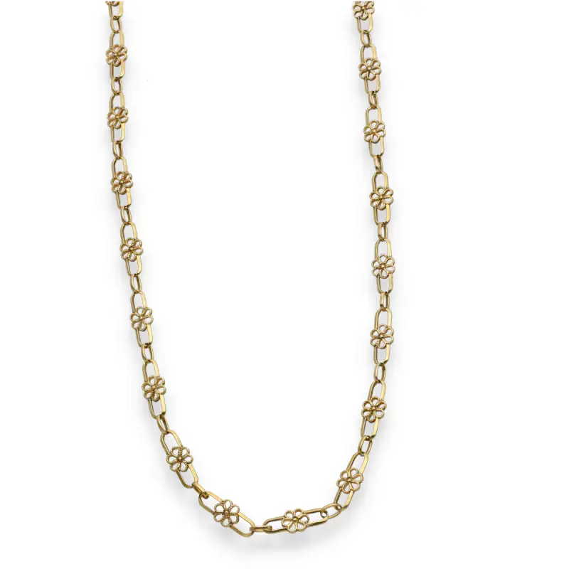 Catena vintage in oro giallo 18kt con fiori