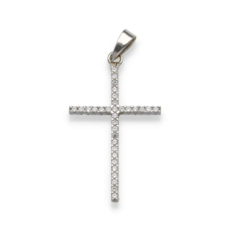 Ciondolo croce con zirconi bianchi e neri miniatura 2