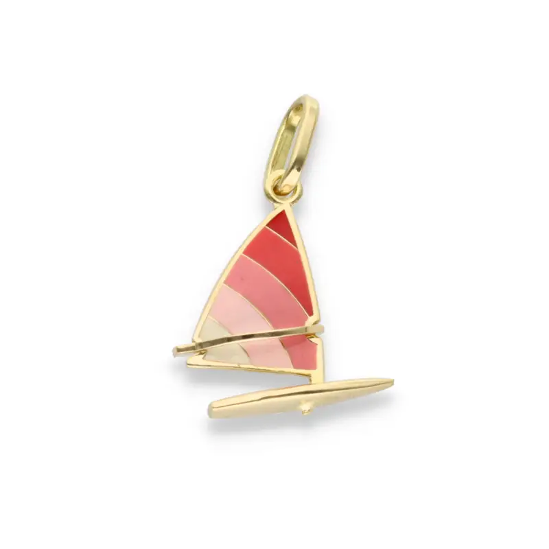 Ciondolo Vela in oro giallo 18kt e smalto