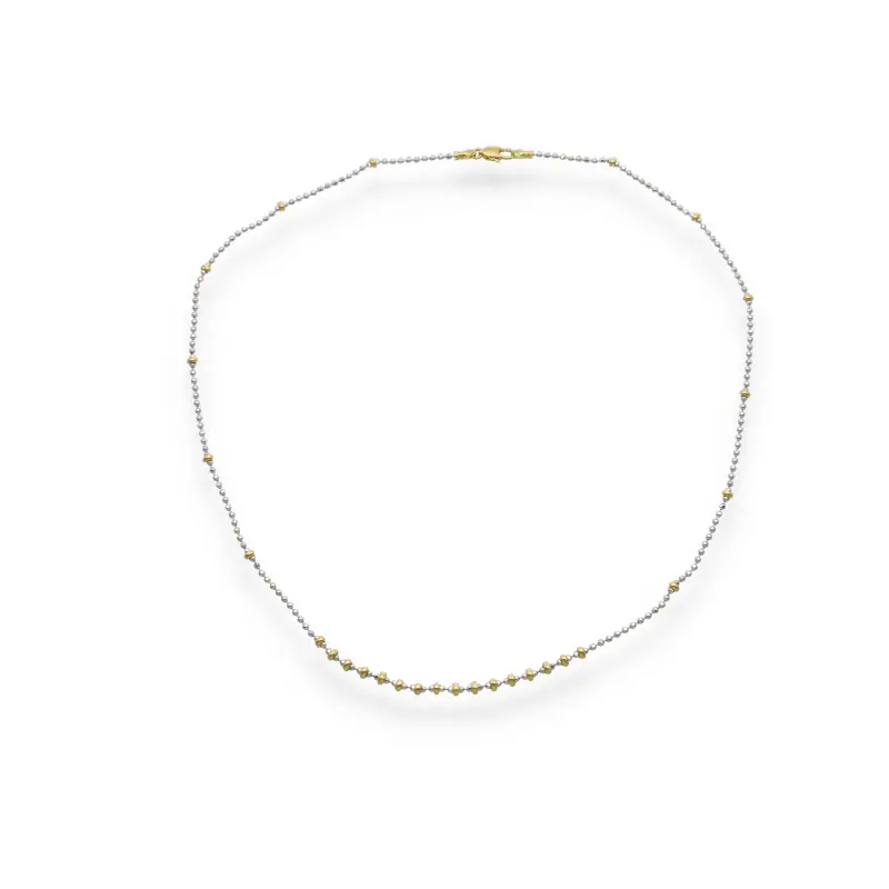 Collana maglia a sfere in oro bianco e giallo 18kt