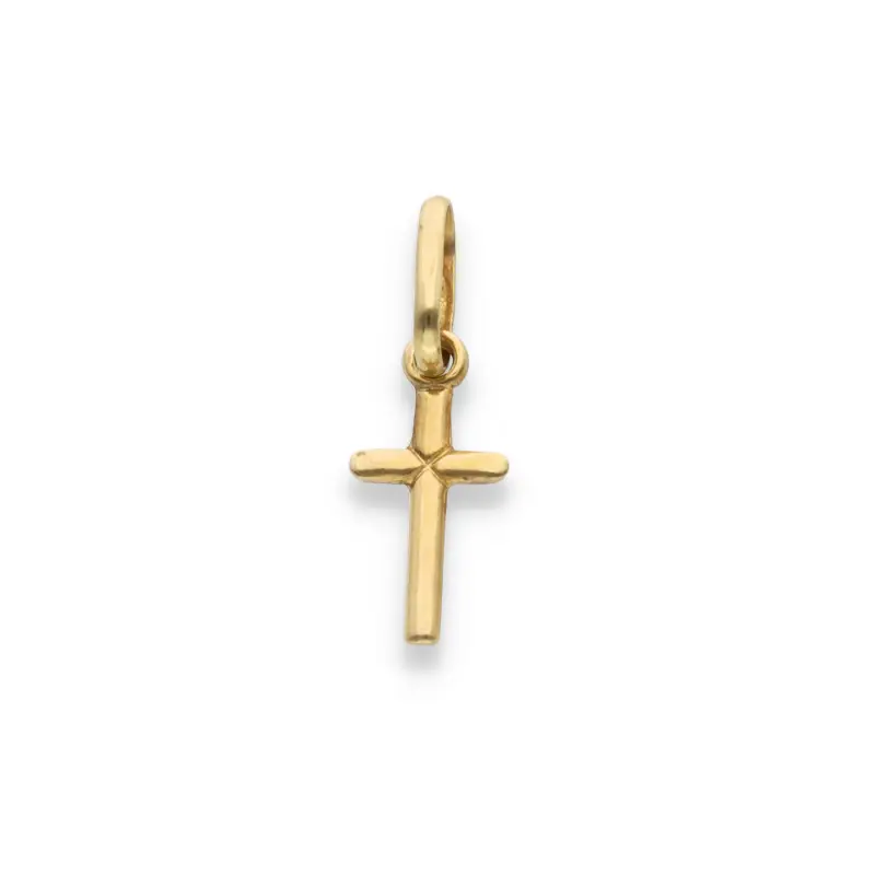 Croce piccola liscia in oro giallo 18kt