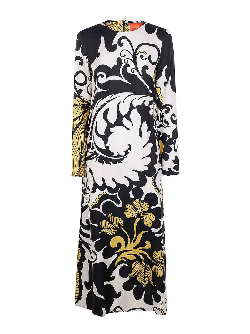 Abito scampanato a maniche lunghe Giallo