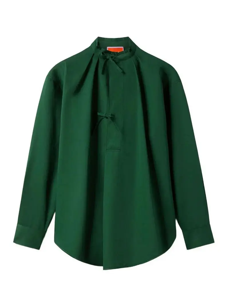 Camicia oversize in cotone e lino Verde