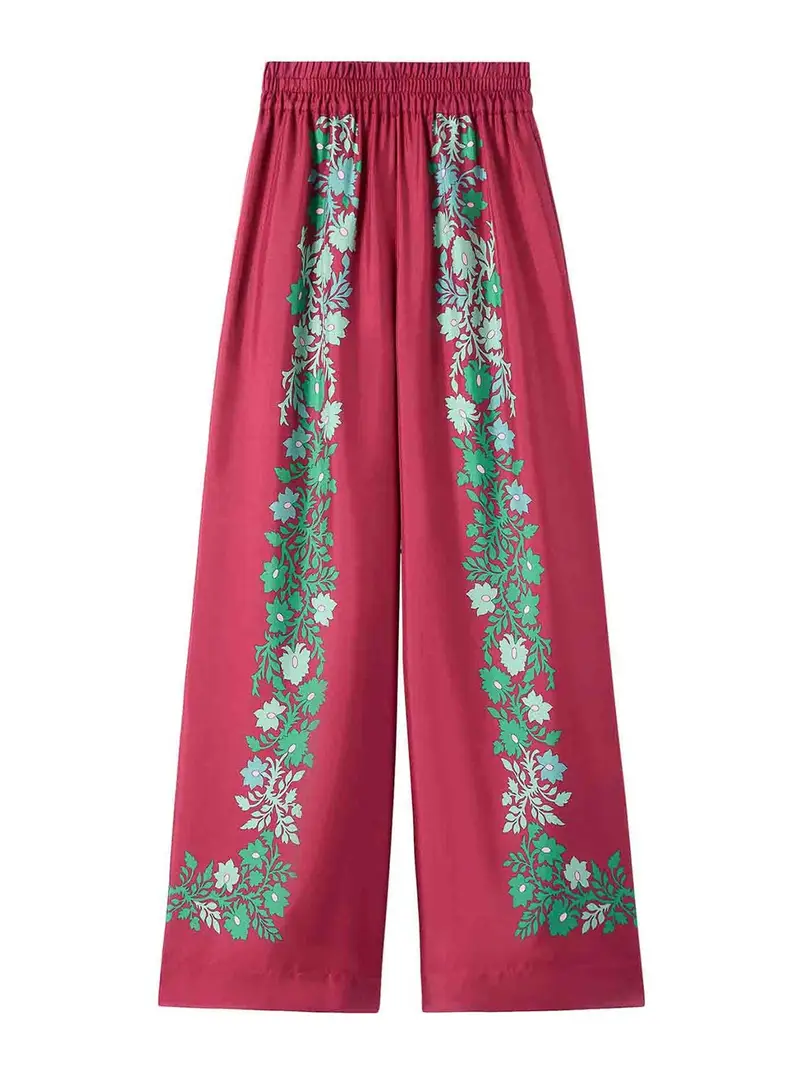 Pantaloni palazzo in seta Multicolore