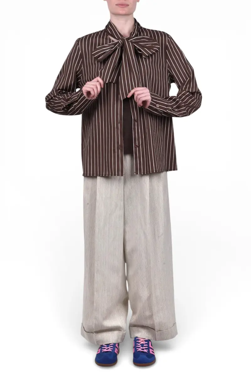 Camicia - 471200 - Moka/Bianco miniatura 2