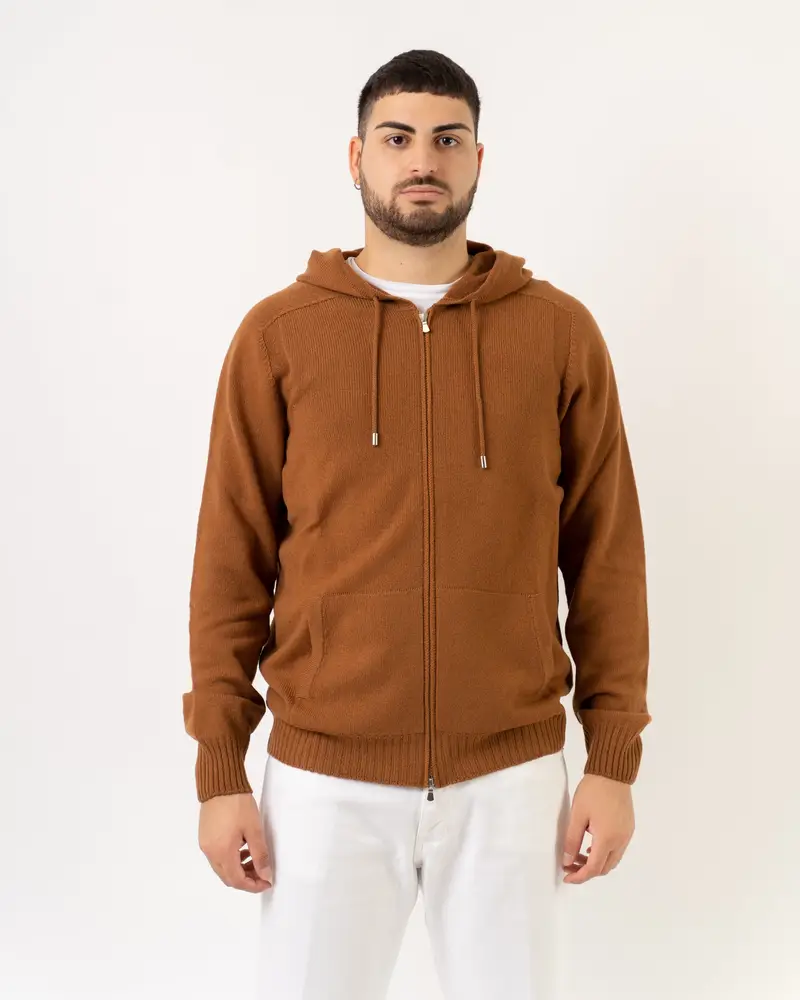 Felpa Full Zip Bruciato Cammello