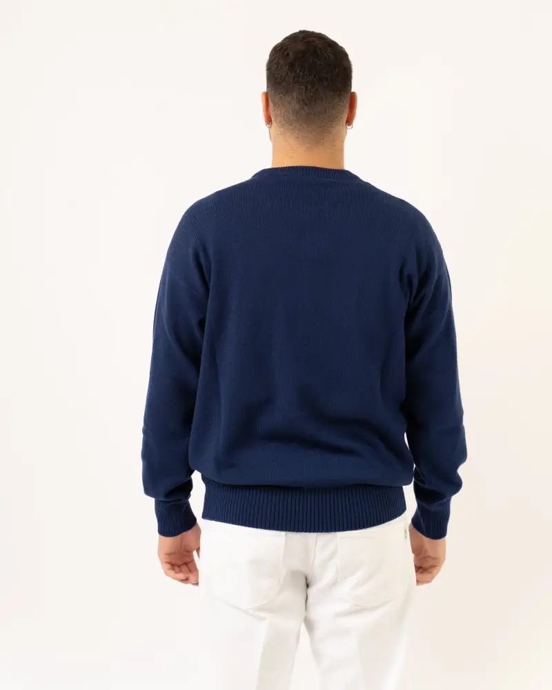 La Filiera Maglia girocollo in lana vergine bluette