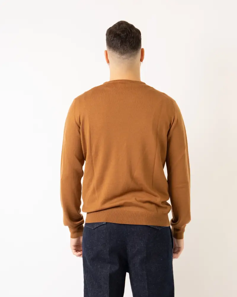 La Filiera Maglia girocollo in lana merinos cammello