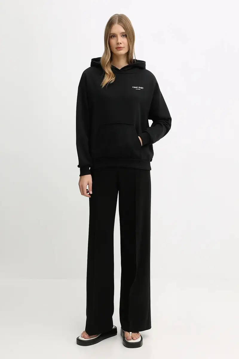 felpa donna colore nero con cappuccio miniatura 2