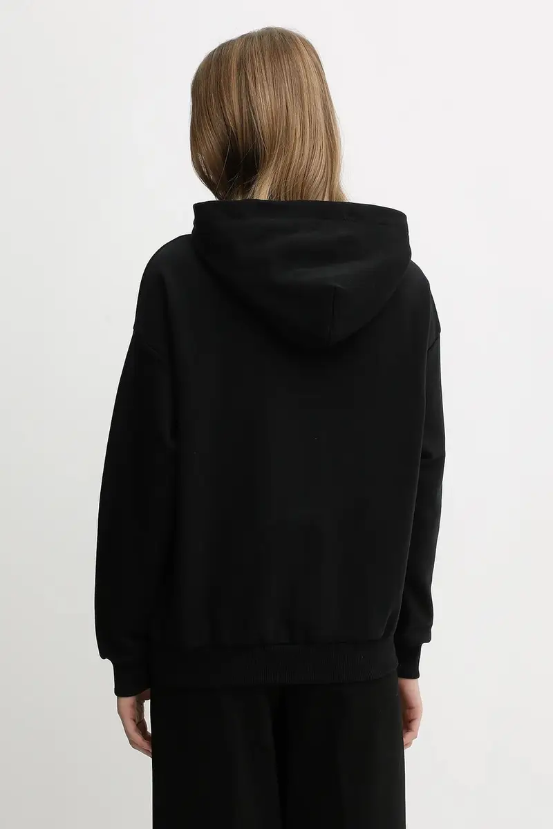 felpa donna colore nero con cappuccio miniatura 3