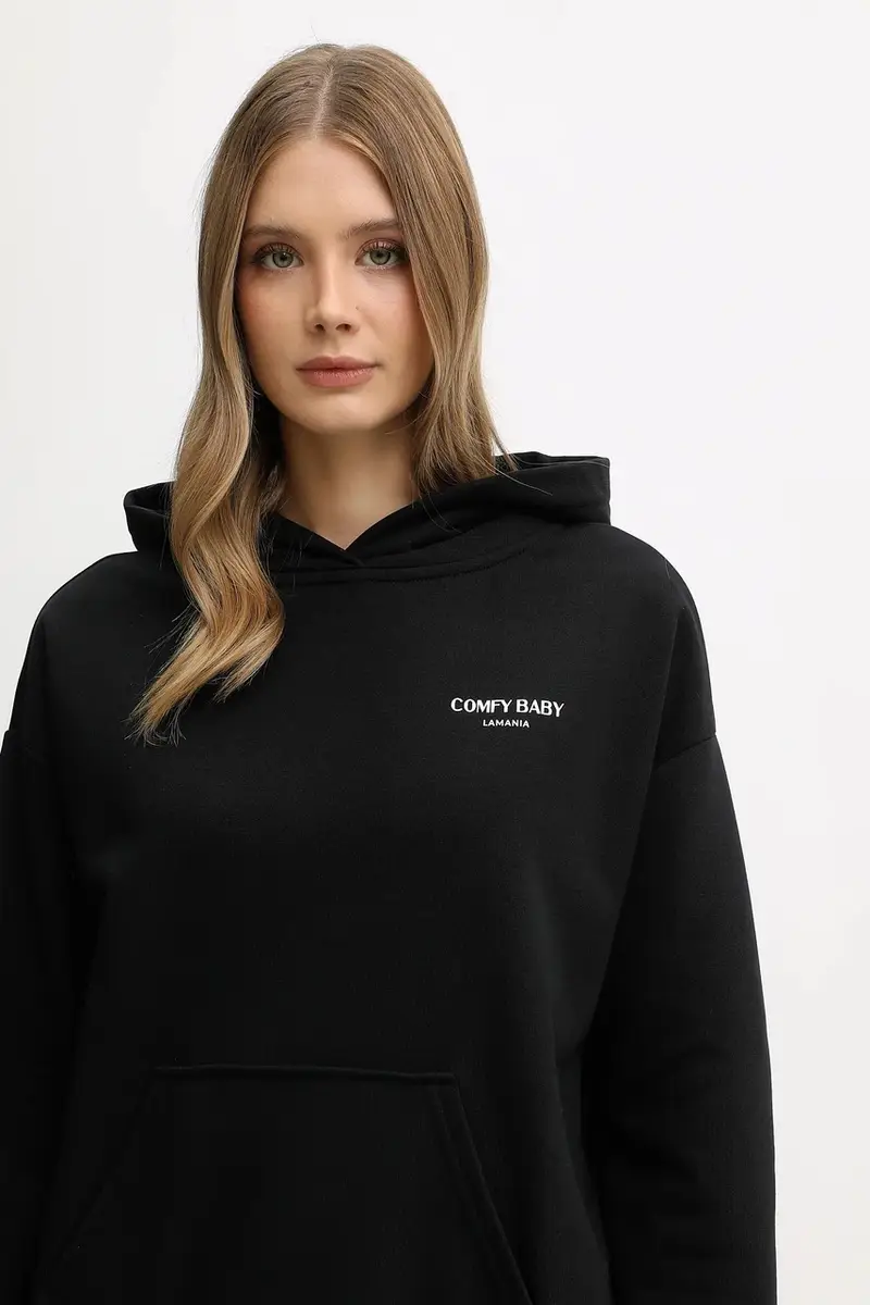 felpa donna colore nero con cappuccio miniatura 4