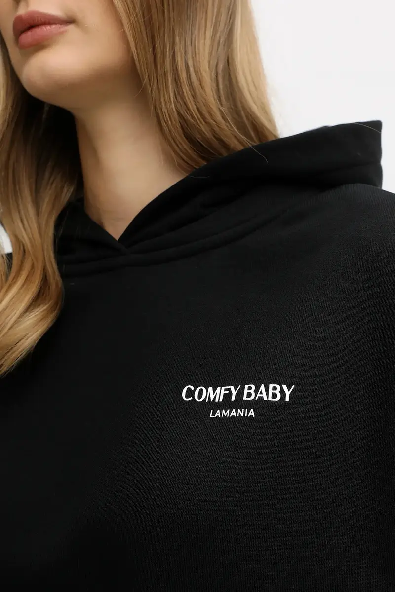 felpa donna colore nero con cappuccio miniatura 5