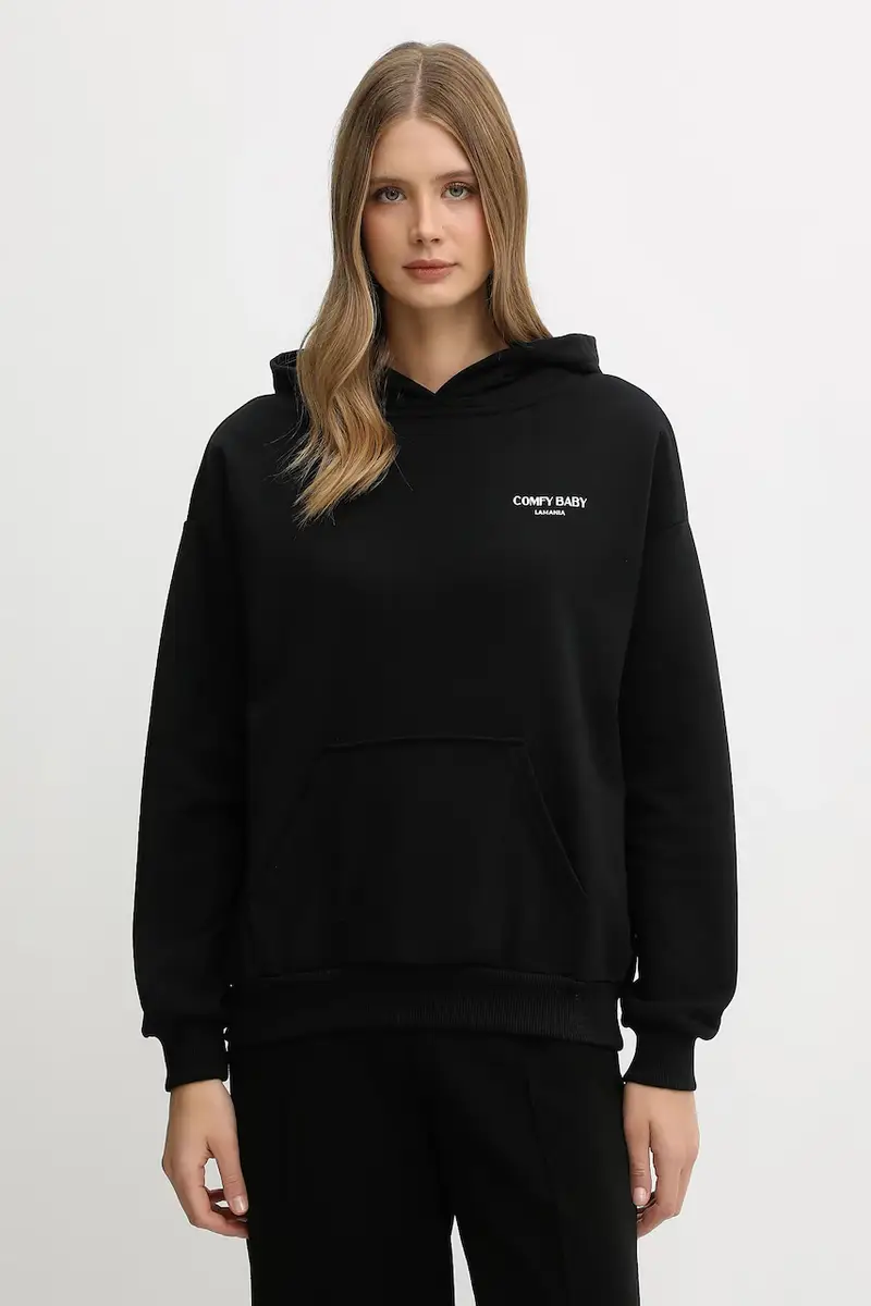 felpa donna colore nero con cappuccio