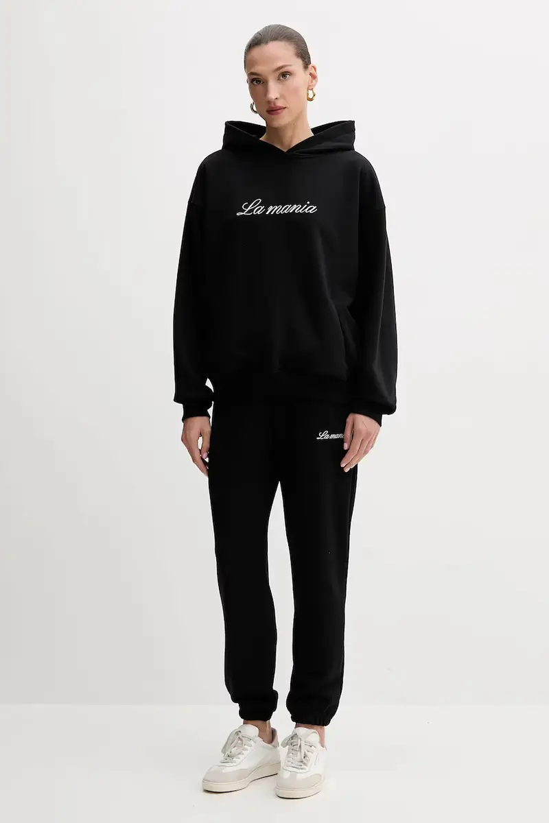 felpa donna colore nero con cappuccio con applicazione ROCKY miniatura 2