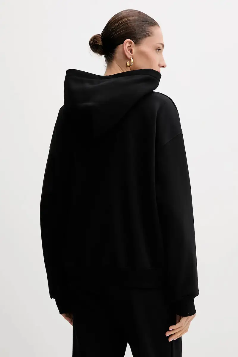 felpa donna colore nero con cappuccio con applicazione ROCKY miniatura 3