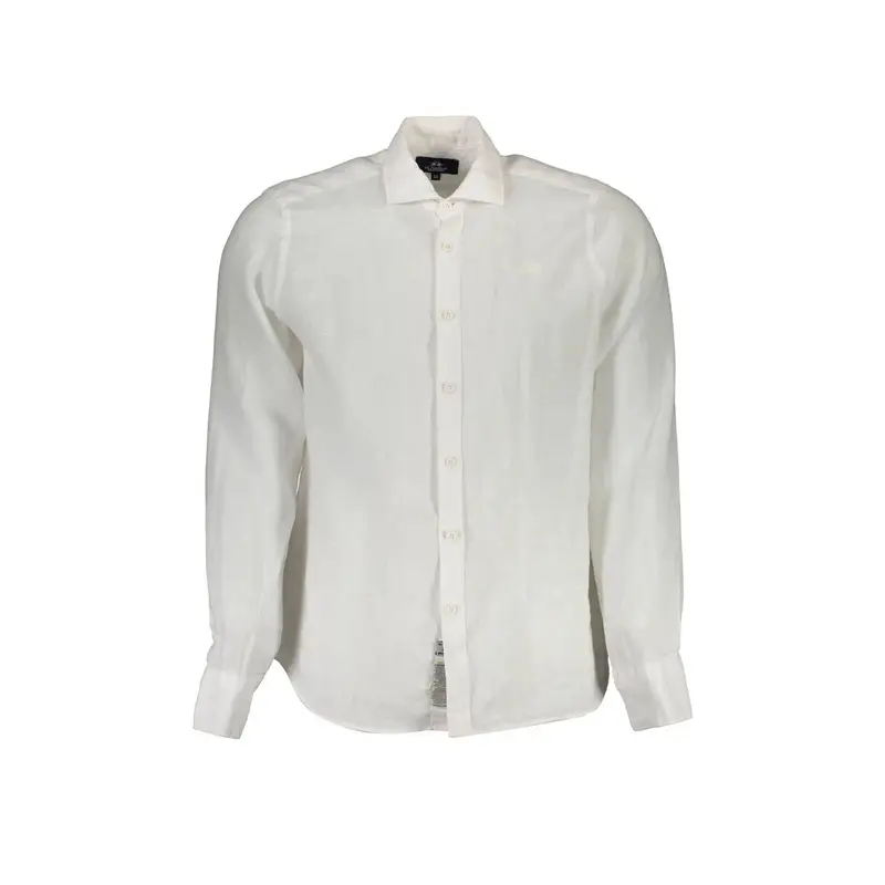Camicia Maniche Lunghe Uomo Bianca Ricamo Bianco