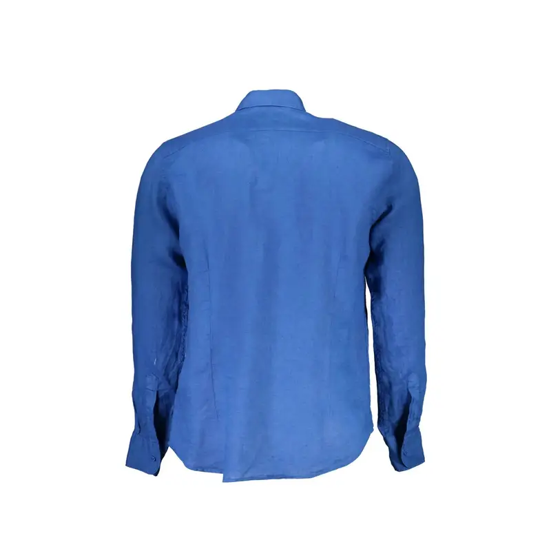 La Martina Maglia Maniche Lunghe Uomo Blu in Lino con Ricamo miniatura 2