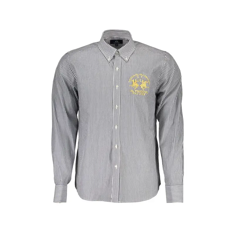 Camicia Maniche Lunghe Uomo Blu Ricamo