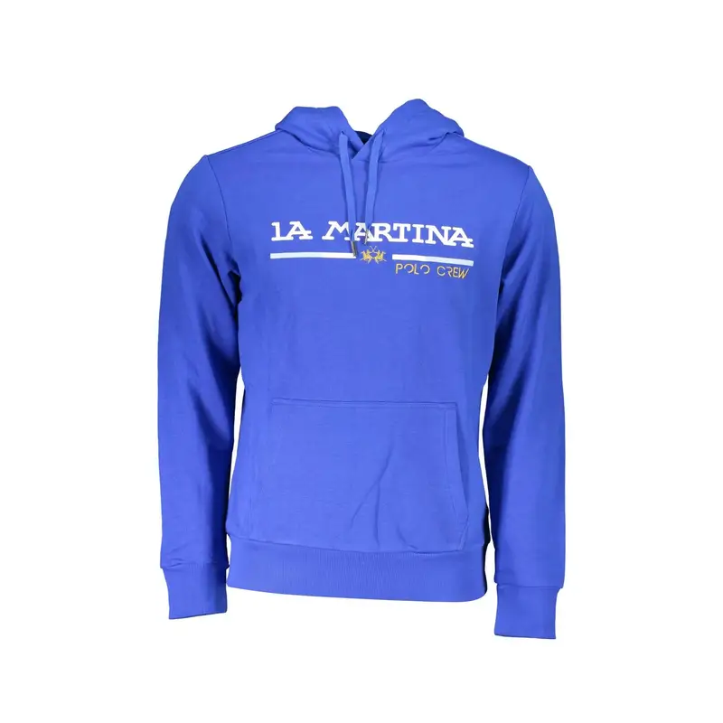 La Martina Felpa Uomo Blu con Ricamo e Cappuccio