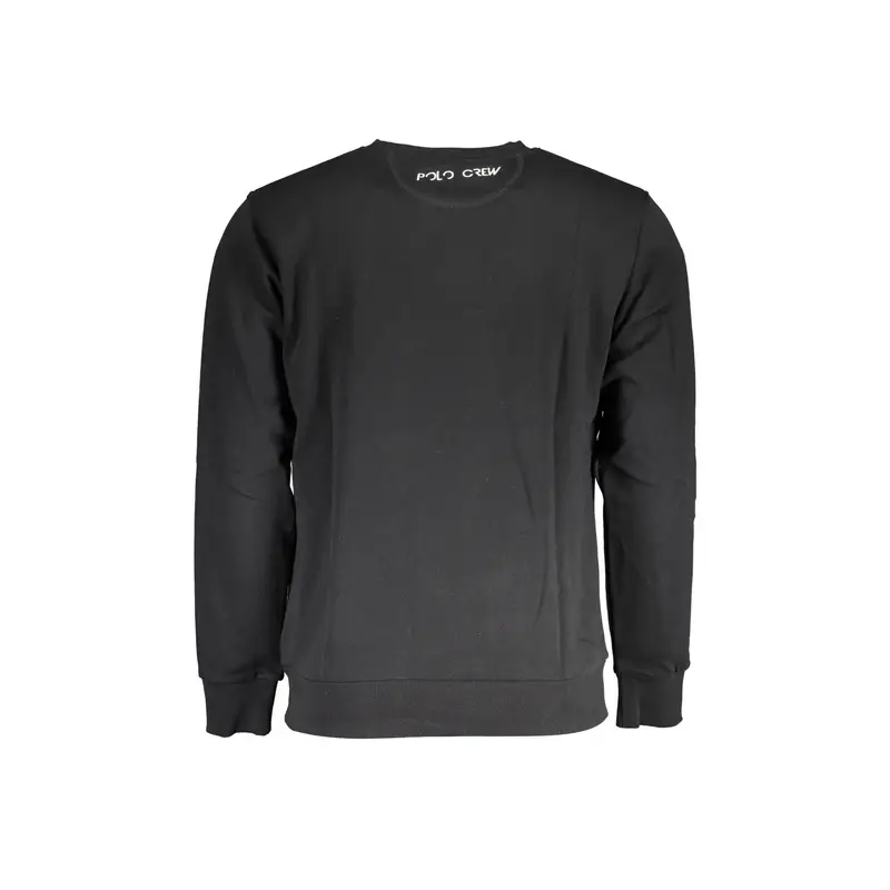 Felpa Maniche Lunghe Senza Zip Uomo Nera Ricamo Nero miniatura 2