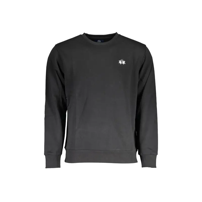 Felpa Maniche Lunghe Senza Zip Uomo Nera Ricamo Nero