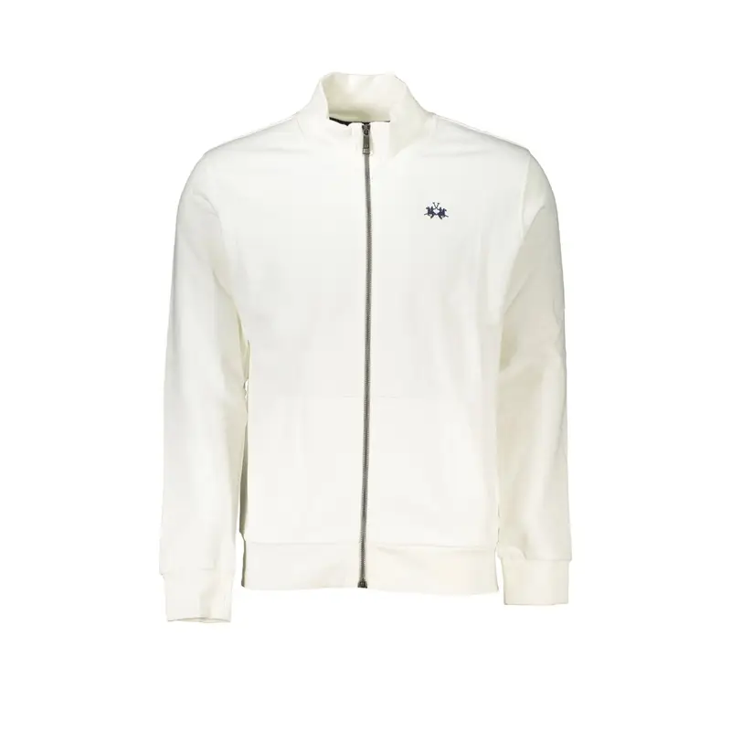 Felpa Maniche Lunghe Uomo Bianca Zip Ricamo Bianco