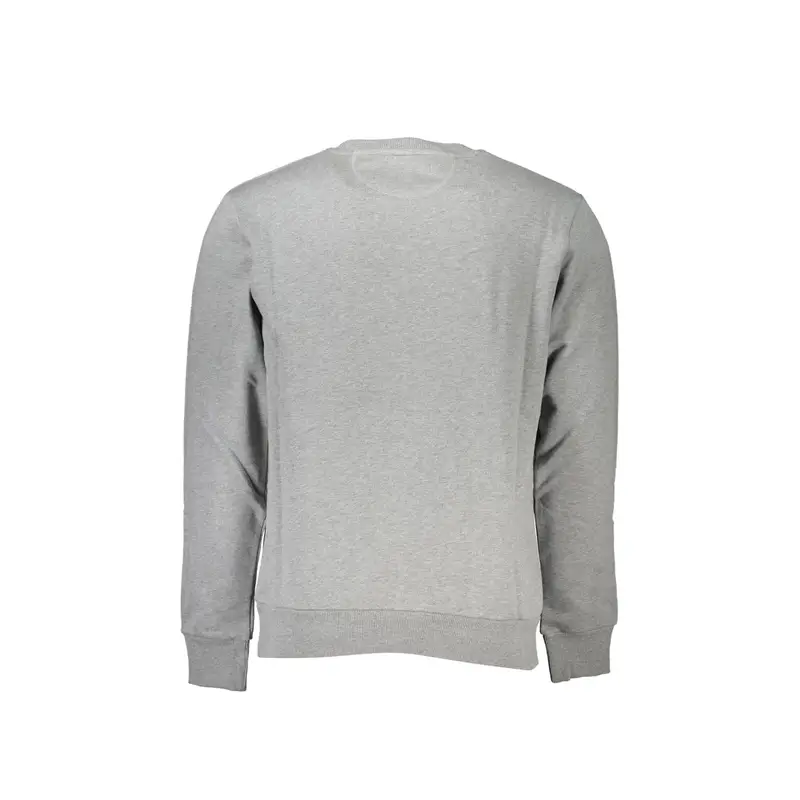 Felpa Uomo Grigia Girocollo Regular Fit Felpata Logo Grigio miniatura 2