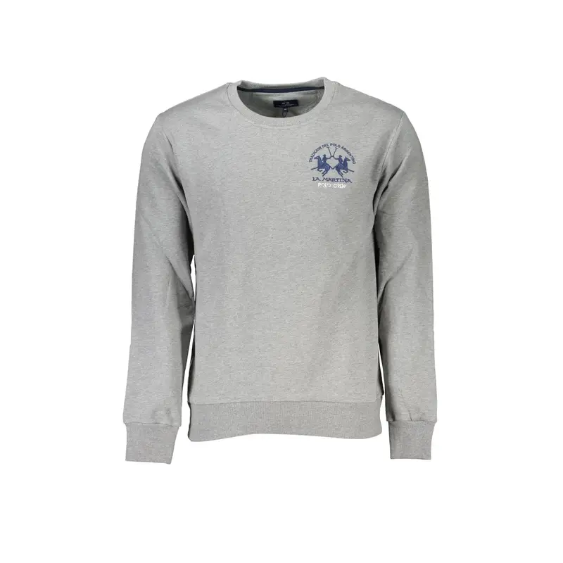 Felpa Uomo Grigia Girocollo Regular Fit Felpata Logo Grigio