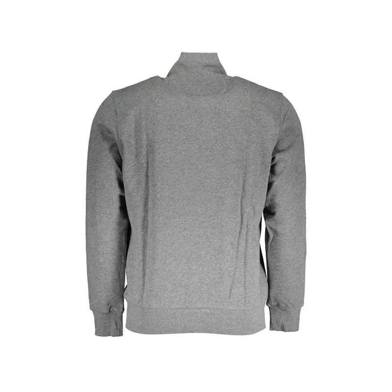 Felpa Uomo Grigia Zip Ricamo Logo Grigio miniatura 2