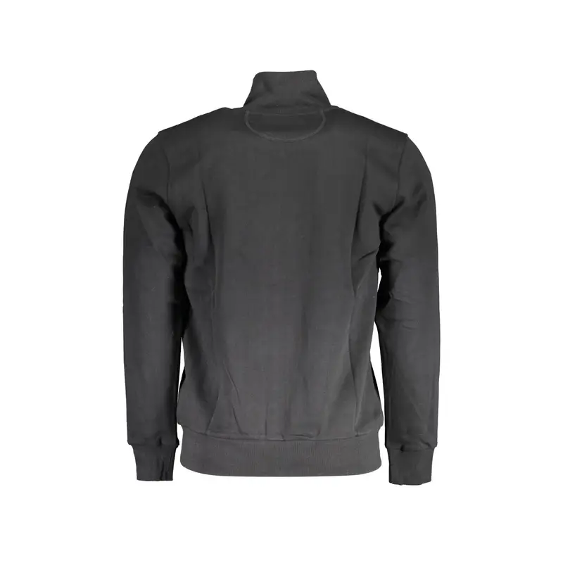 Felpa Uomo Nera Zip Ricamo Logo Nero miniatura 2