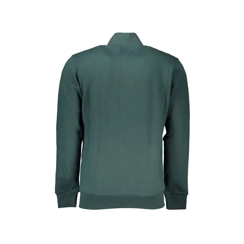 Felpa Uomo Verde Zip Regular Fit Felpata Logo miniatura 2