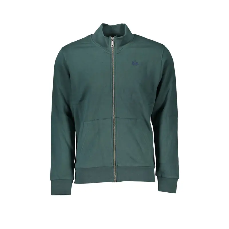 Felpa Uomo Verde Zip Regular Fit Felpata Logo
