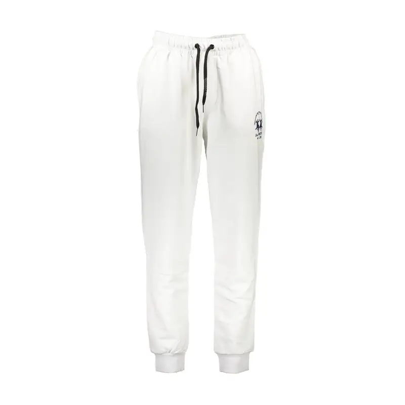 La Martina Pantaloni Uomo Bianco con Ricamo
