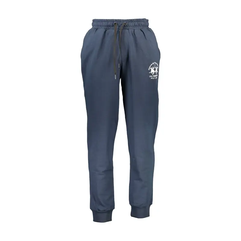 La Martina Pantaloni Uomo Blu in Cotone con Ricamo