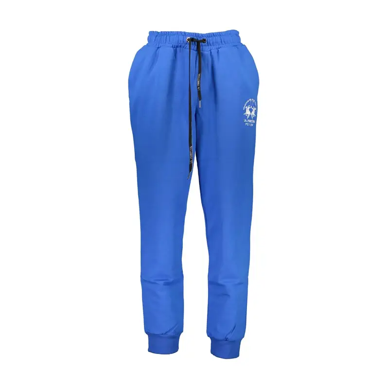 La Martina Pantaloni Uomo Blu in Cotone con Ricamo